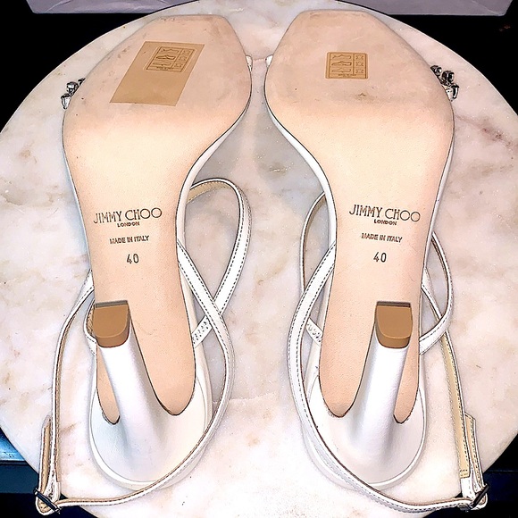 JIMMY CHOO MEIRA 85 LATTE CRYSTAL SANDAL HEEL SIZE 40 NEW IN BOX MADE IN ITALY - Picture 7 of 12